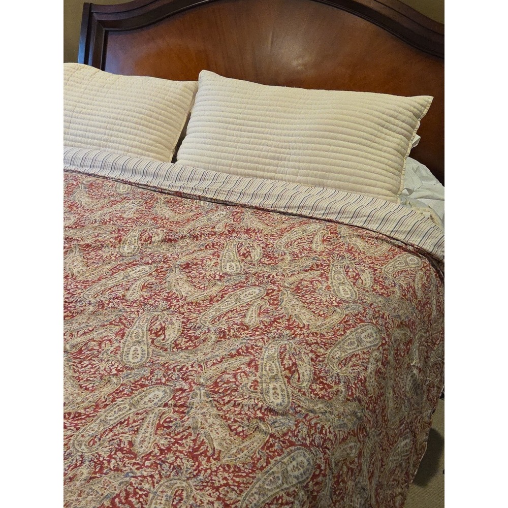 Vtg 90s Y2K Lauren Ralph Lauren LRL Heritage Paisley Striped Comforter KING